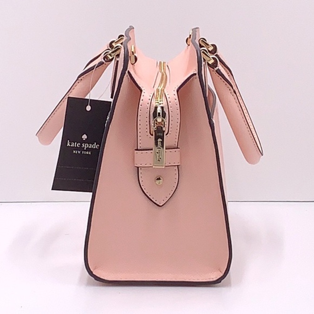 Madison Saffiano Leather Small Satchel Conch Pink COLOR - Picture 4 of 13